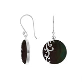 AE-7035-SHB Sterling Silver Designer Earring With Round Black Shell Jewelry Bali Designs Inc